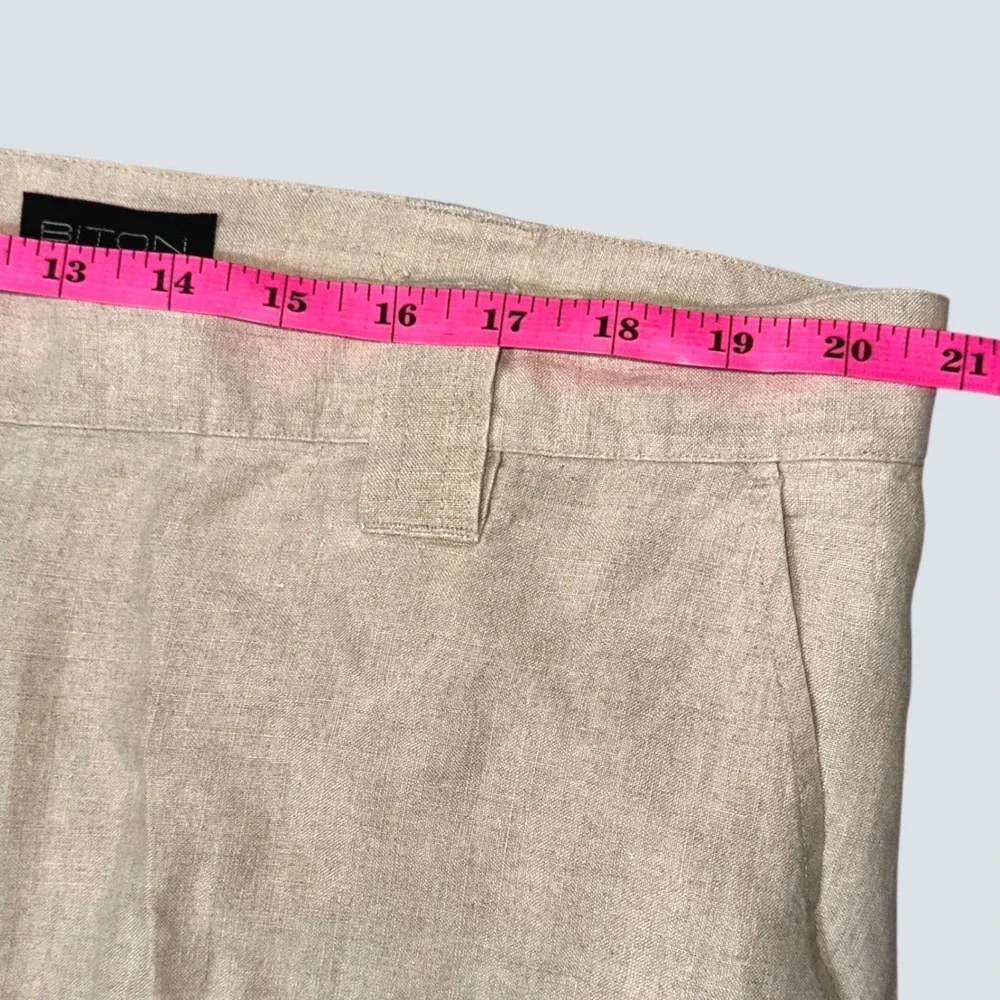 Biton Mens 100% Linen Cargo Pants Lot of 2 Olive Beige Size 42 Straight Leg